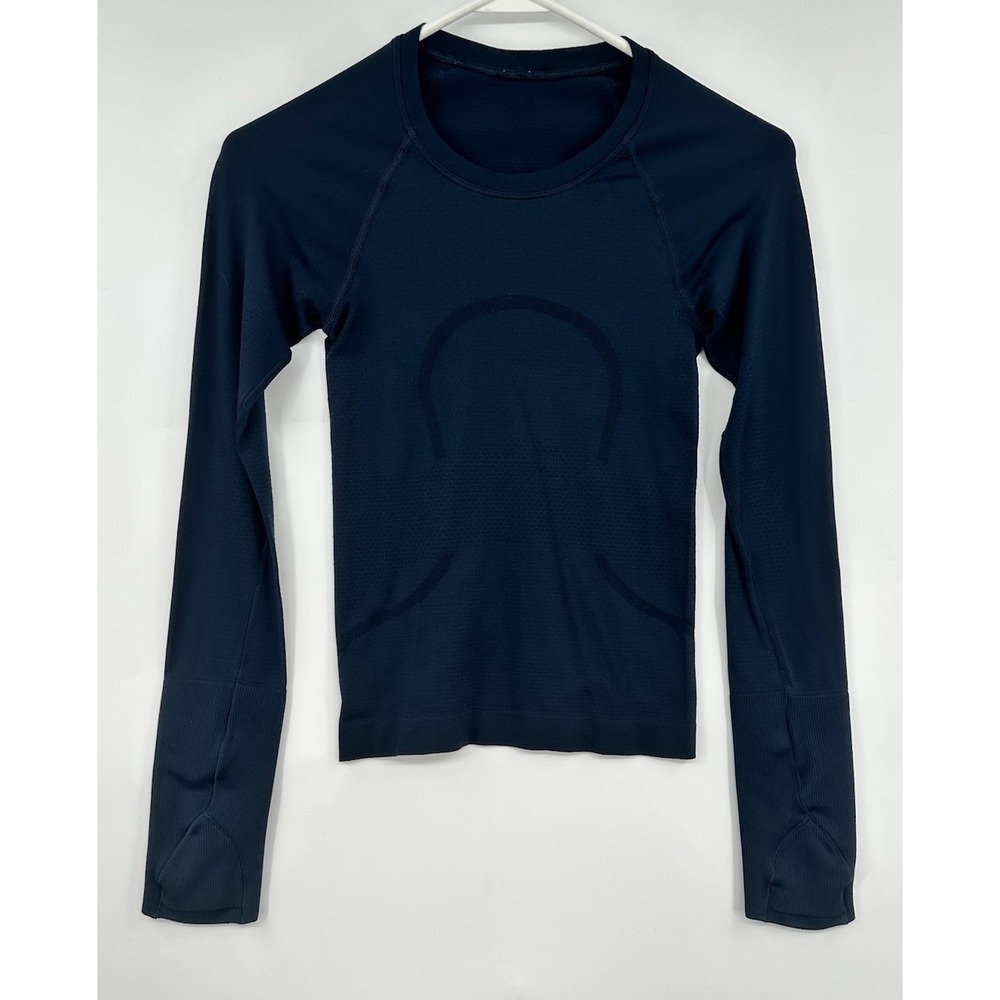 Lululemon True Navy Blue Swiftly Tech Long Sleeve Athletic Top Women's Size 0